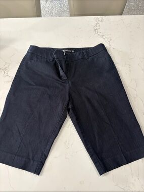 New York & Company Navy Pinstripe Bermuda Shorts